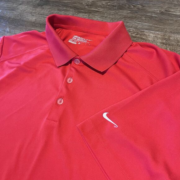 Nike Polo Shirt Mens XL Red Solid Golf Tour Performance Dri Fit Short Sleeve - Picture 1 of 8